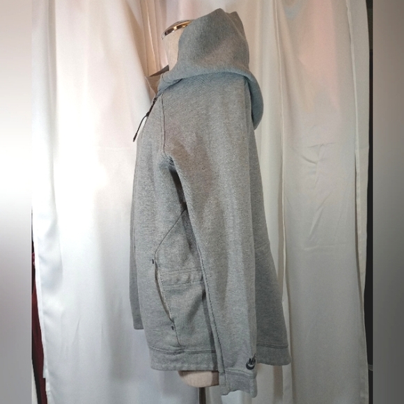 Nike Women Side Zip Hoodie, Gray, Fleece Waist Drawstring, Logo, Pockets, L - Picture 6 of 16
